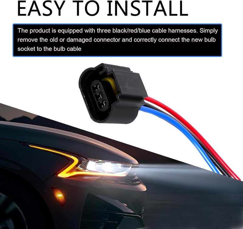 Downhill 2 PCS H13/9008 Female Socket Harness Connectors, Signal Light Plug Harness, for H13/9008 Light Bulb Connector Replacement (Black) - Image 5